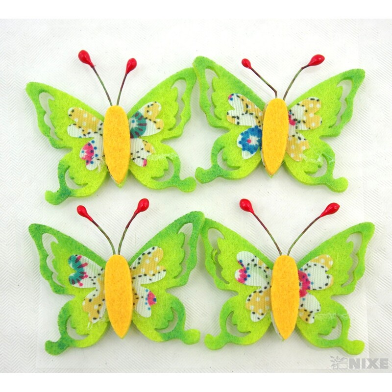 MOTÝL FILC NALEP. 5cm 4ks*MIX BAREV