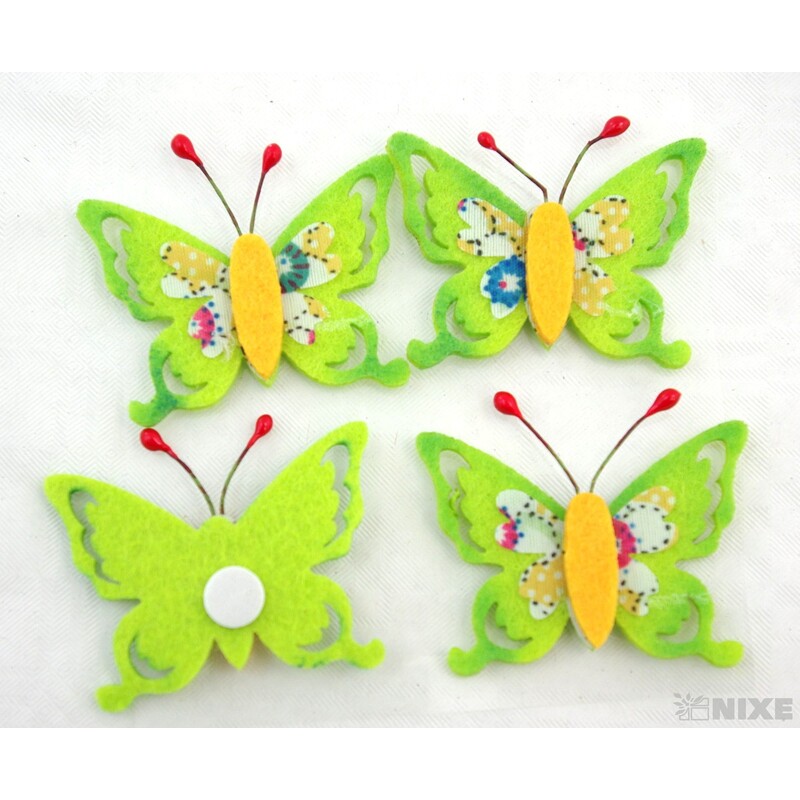 MOTÝL FILC NALEP. 5cm 4ks*MIX BAREV