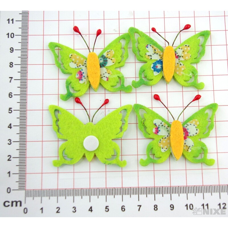 MOTÝL FILC NALEP. 5cm 4ks*MIX BAREV