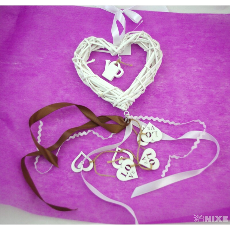 ZÁVĚS SRDCE KONVIČKA 20cm*MIX BAREV