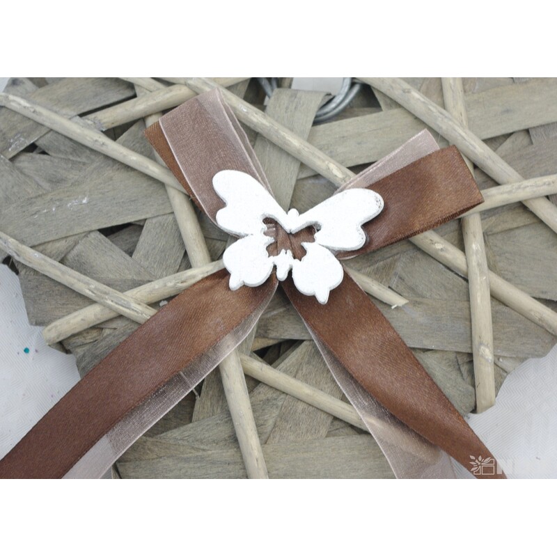 SRDCE ZÁVĚS MOTÝL 28cm*BÍLÁ