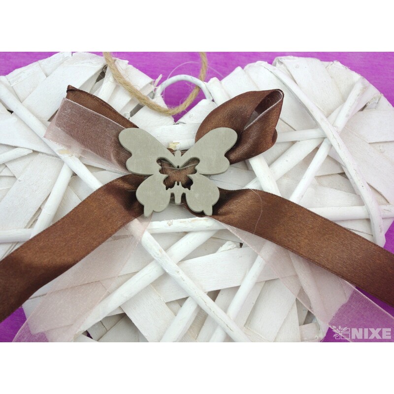 SRDCE ZÁVĚS MOTÝL 28cm*BÍLÁ