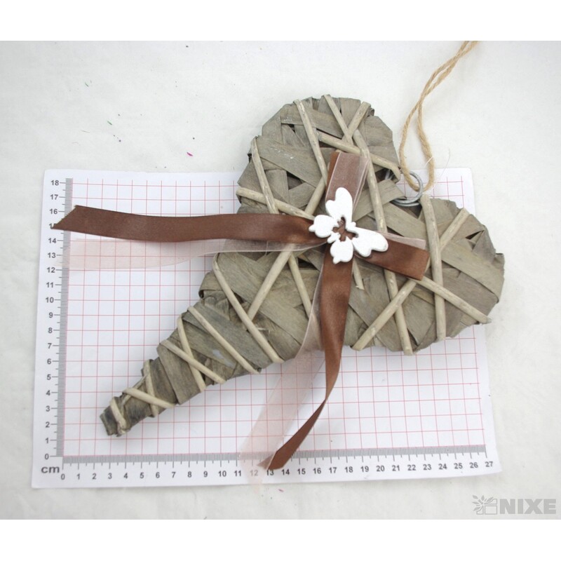 SRDCE ZÁVĚS MOTÝL 28cm*BÍLÁ