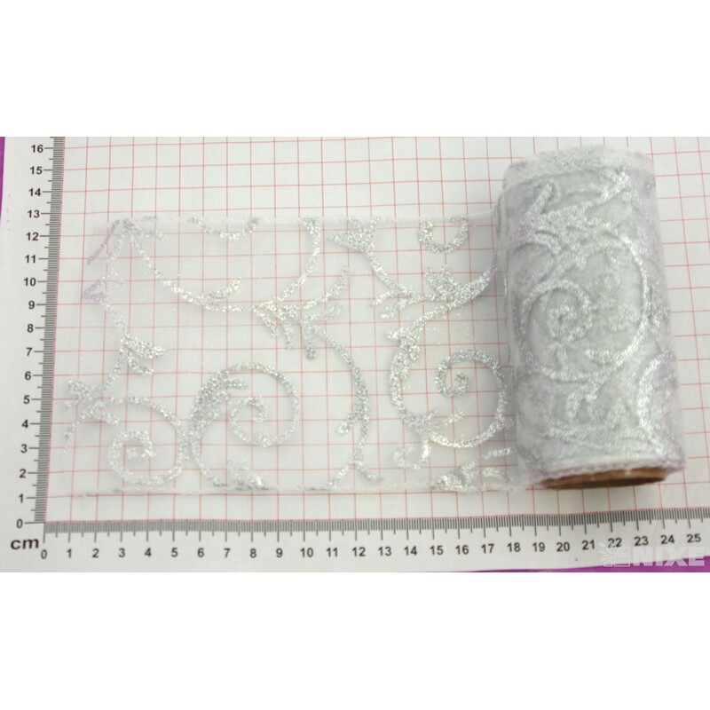 ORGANZA GLITR 369 12cmx10yd*STŘÍBRNÁ 50