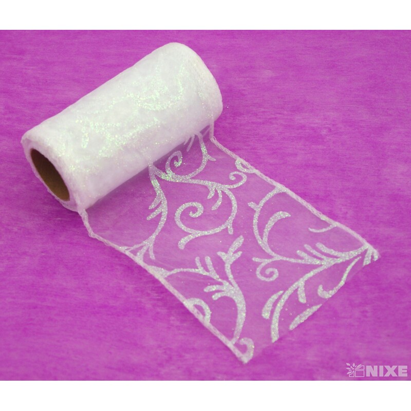 ORGANZA GLITR 369 12cmx10yd*BÍLÁ 50