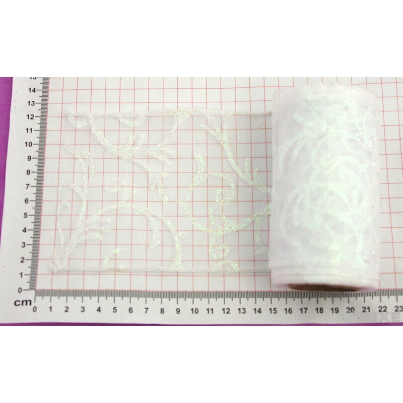 ORGANZA GLITR 369 12cmx10yd*BÍLÁ 50