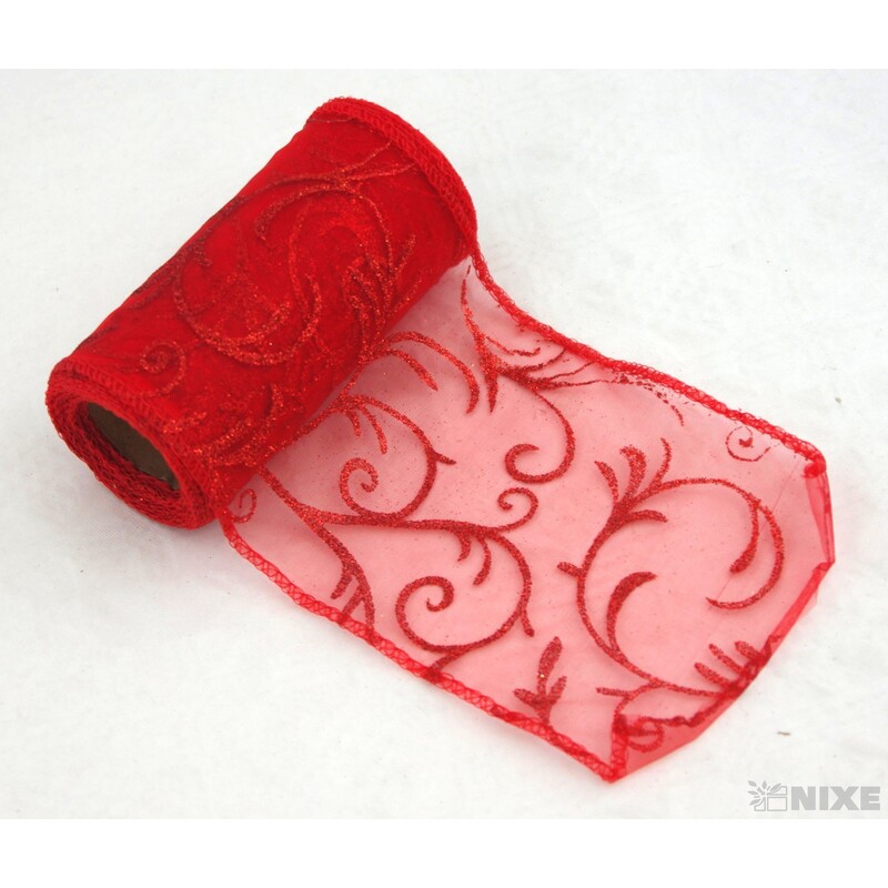ORGANZA GLITR 369 12cmx10yd*ČERVENÁ 03