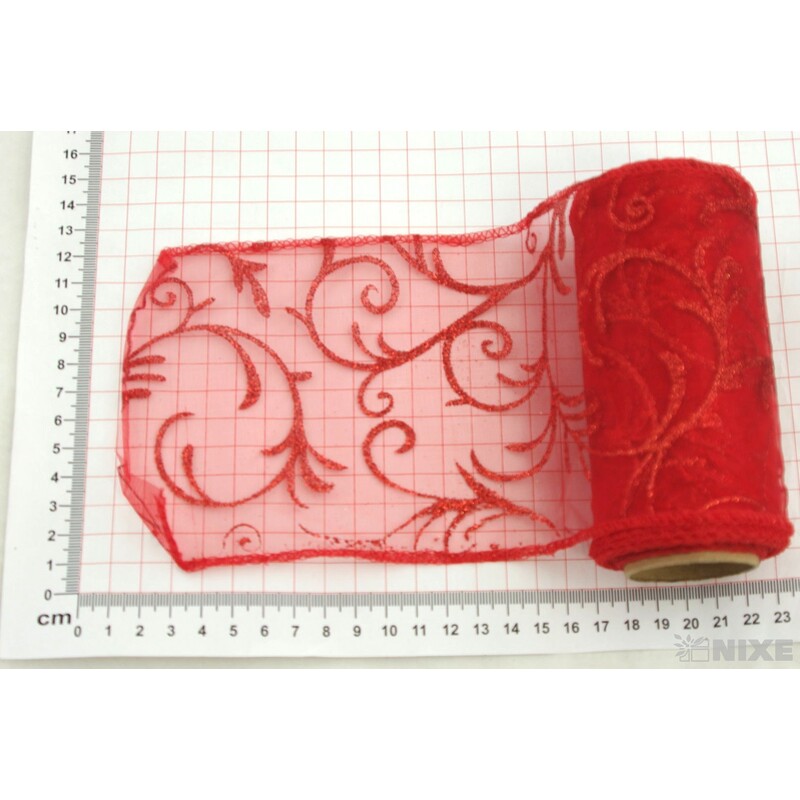ORGANZA GLITR 369 12cmx10yd*ČERVENÁ 03