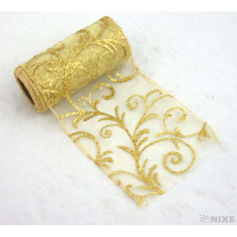 ORGANZA GLITR 369 12cmx10yd*ZLATÁ 19