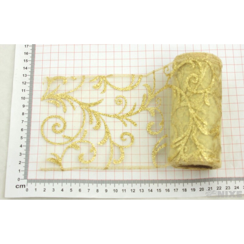 ORGANZA GLITR 369 12cmx10yd*ZLATÁ 19