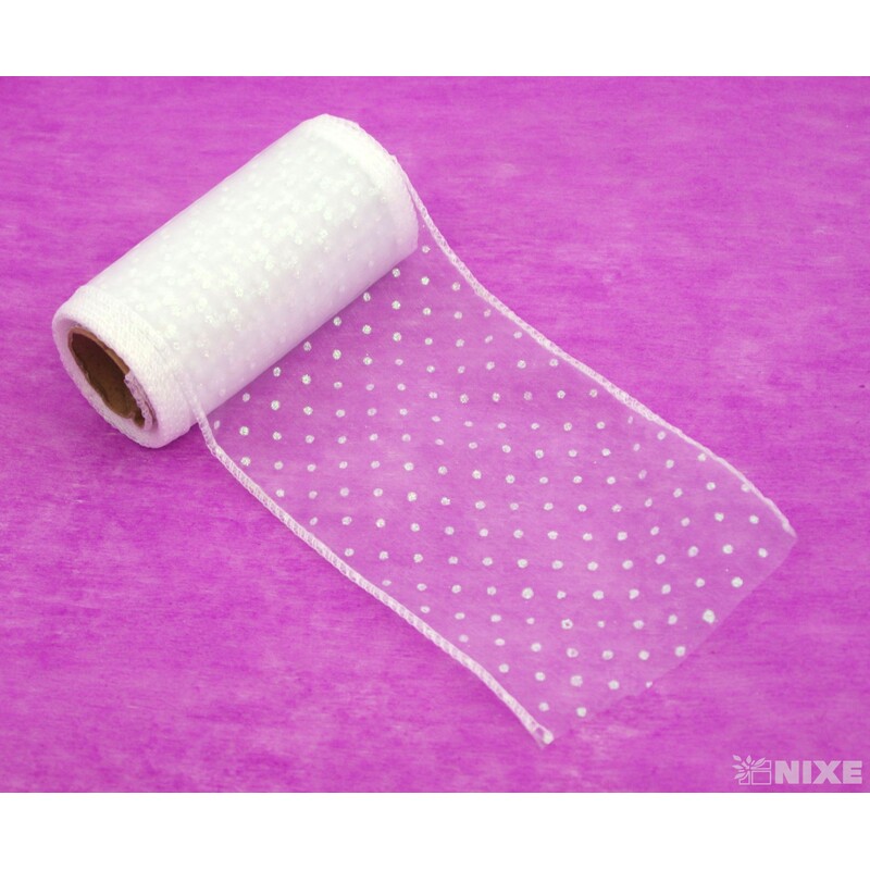 ORGANZA GLITR 710 12cmx10yd*BÍLÁ/50