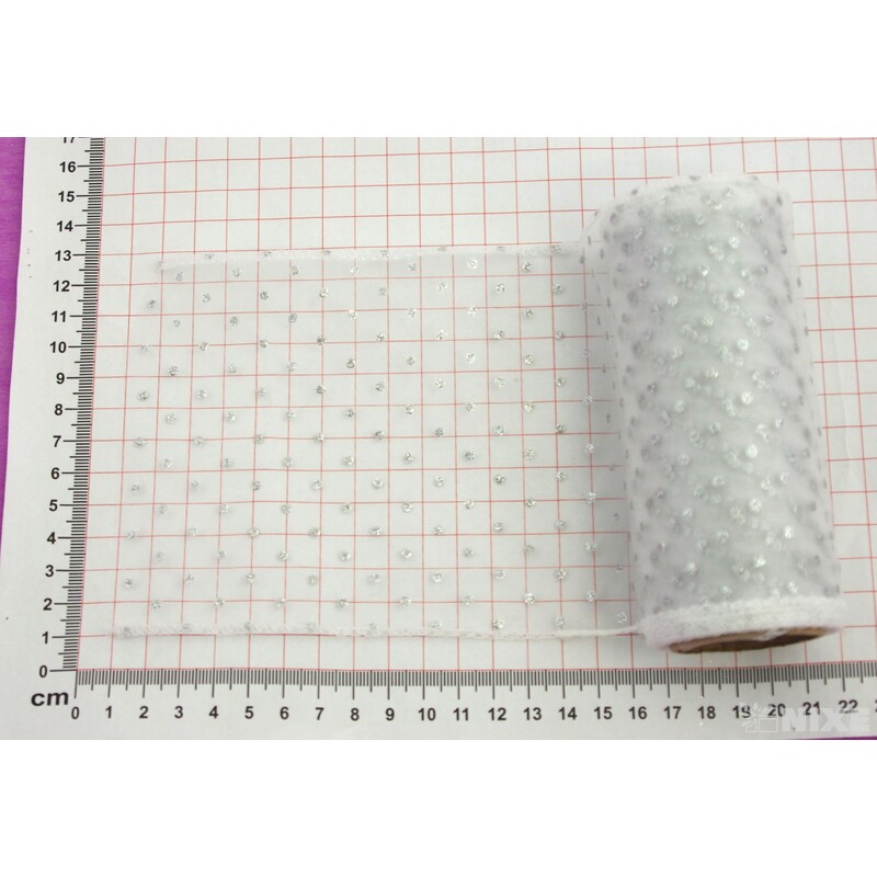 ORGANZA GLITR 710 12cmx10yd*STŘÍBRNÁ 50