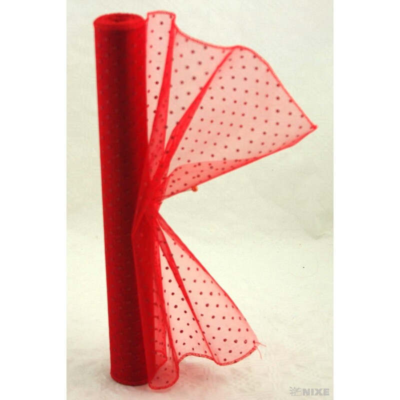 ORGANZA GLITR 710 36cmx10yd*ČERVENÁ 03