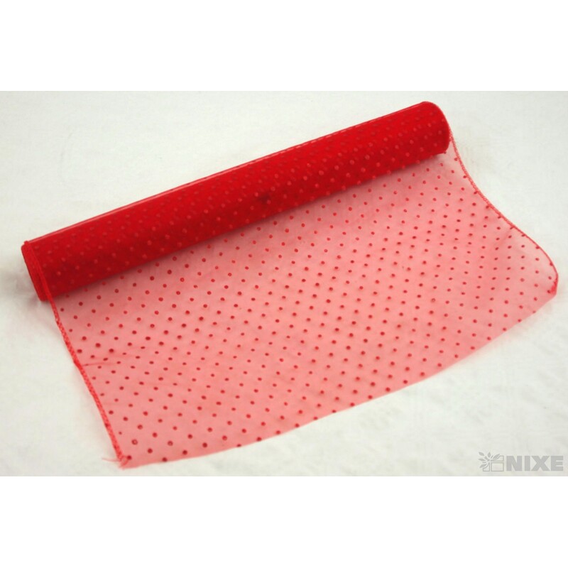 ORGANZA GLITR 710 36cmx10yd*ČERVENÁ 03