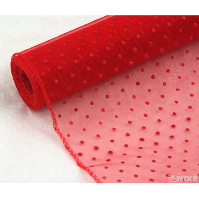 ORGANZA GLITR 710 36cmx10yd*ČERVENÁ 03