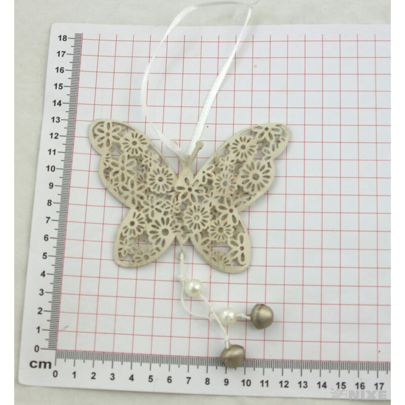 ZÁVĚS MOTÝL PLECH 9cm*KRÉMOVÁ