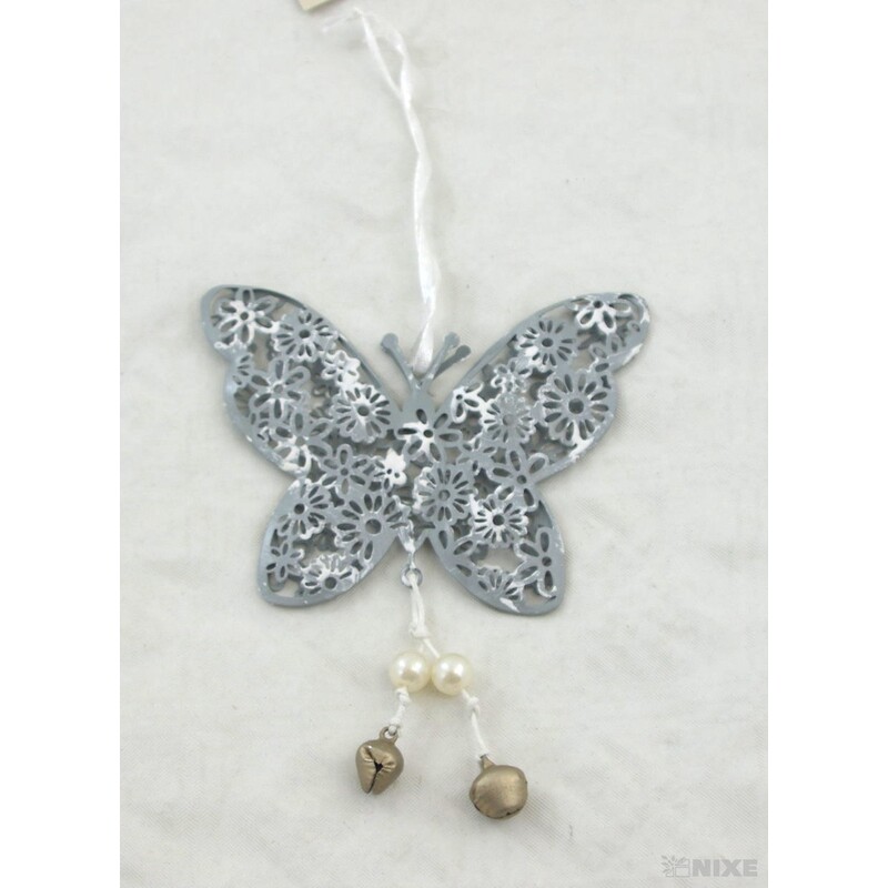 ZÁVĚS MOTÝL PLECH 9cm*STŘÍBRNÁ