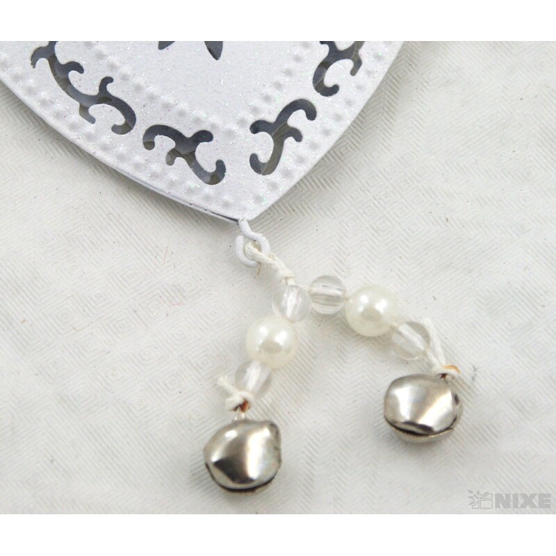 ZÁVĚS SRDCE PLECH 8x18cm*BÍLÁ