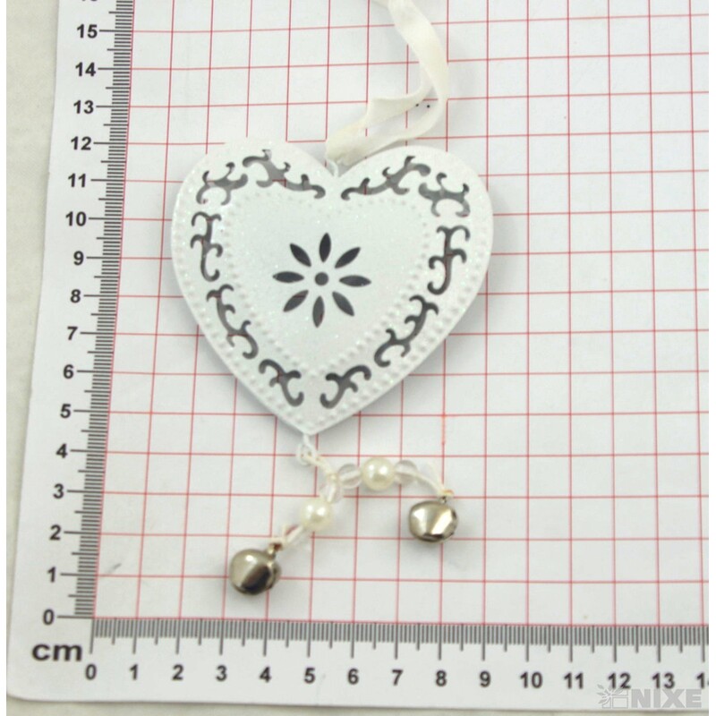 ZÁVĚS SRDCE PLECH 8x18cm*BÍLÁ