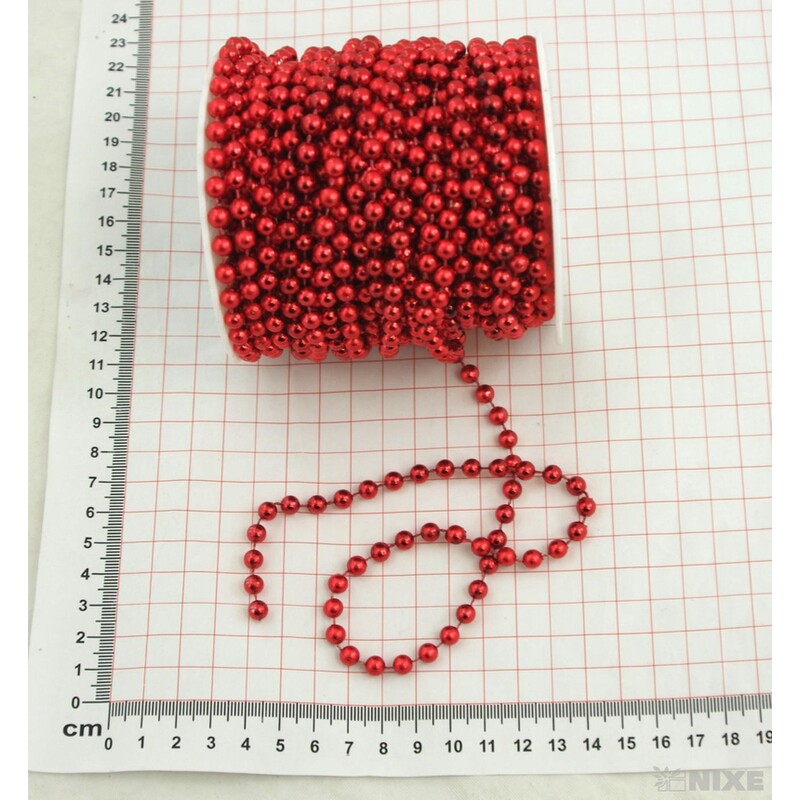 KORÁLKY ŘETĚZ 6mmx20m METAL*ČERVENÁ