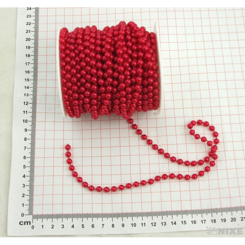 KORÁLKY ŘETĚZ 6mmx20m*ČERVENÁ