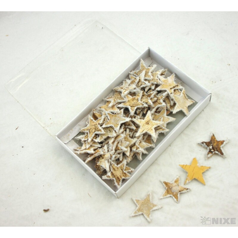 HVĚZDA BŘÍZA 4,5cm 60ks*PŘÍRODNÍ