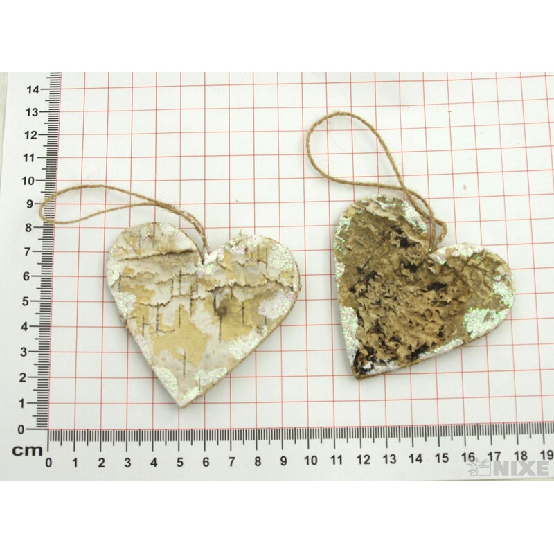 ZÁVĚS SRDCE BŘÍZA 8cm 12ks*PŘÍRODNÍ