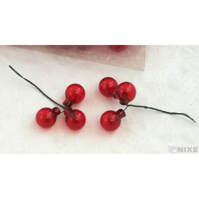 KOULE NA DR. 2x10,5cm 144ks*ČERVENÁ PRŮHLEDNÁ