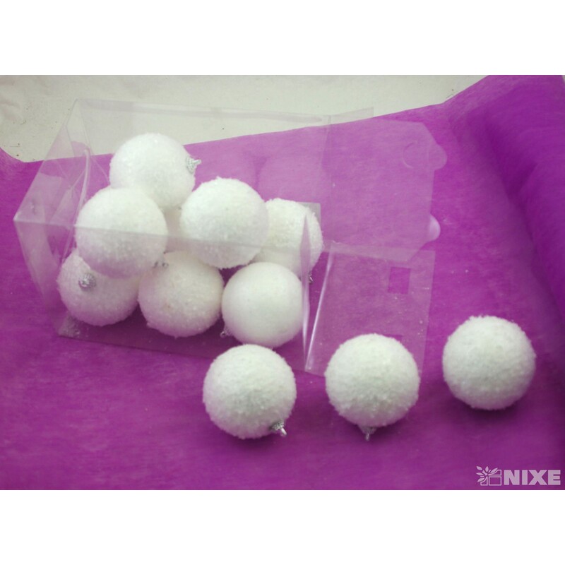 KOULE ZÁVĚS 8cm 12ks*BÍLÁ