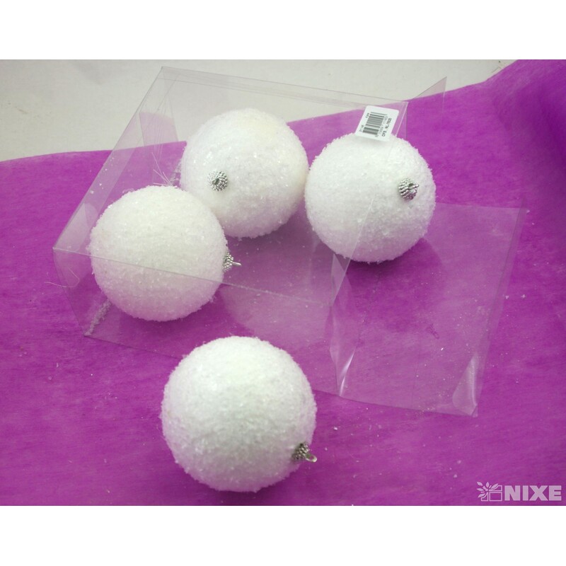 KOULE ZÁVĚS 10cm 4ks*BÍLÁ