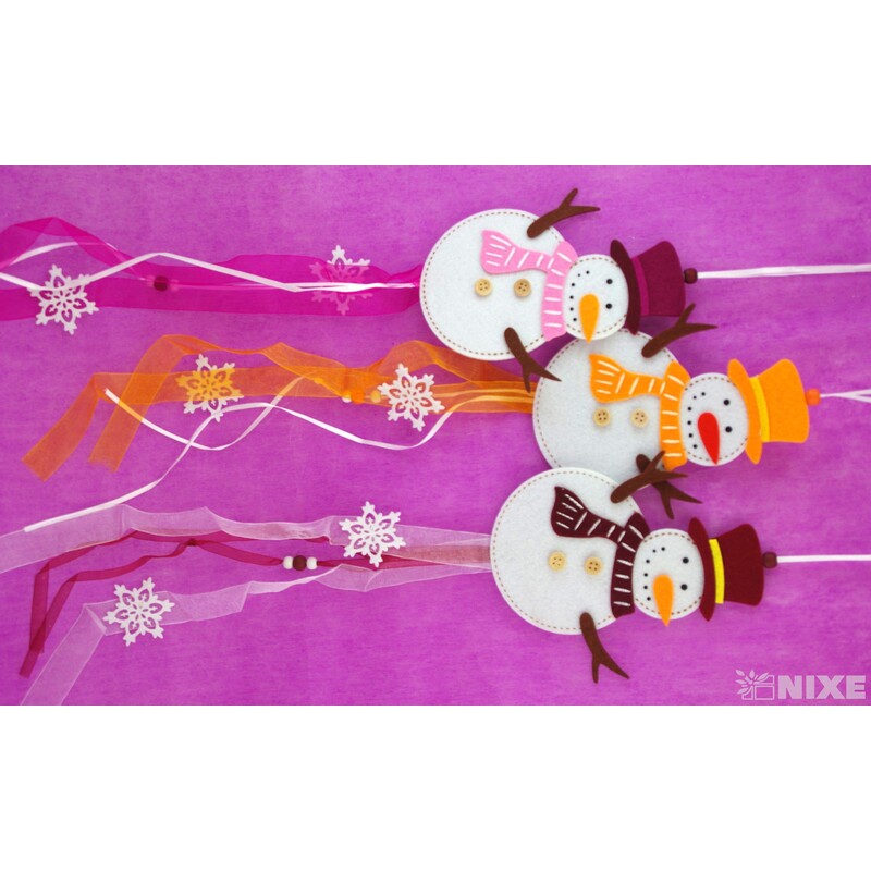 ZÁVĚS FILC SNĚHULÁK 17x16cm*MIX BAREV