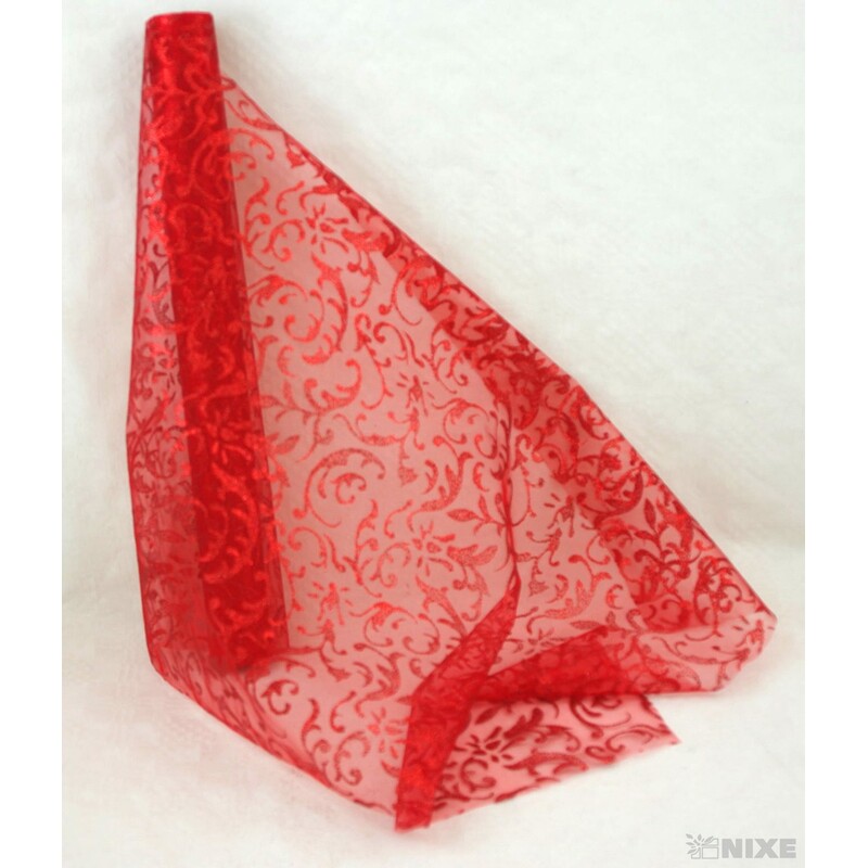 ORGANZA GLITR 23 36cmx5yd*ČERVENÁ