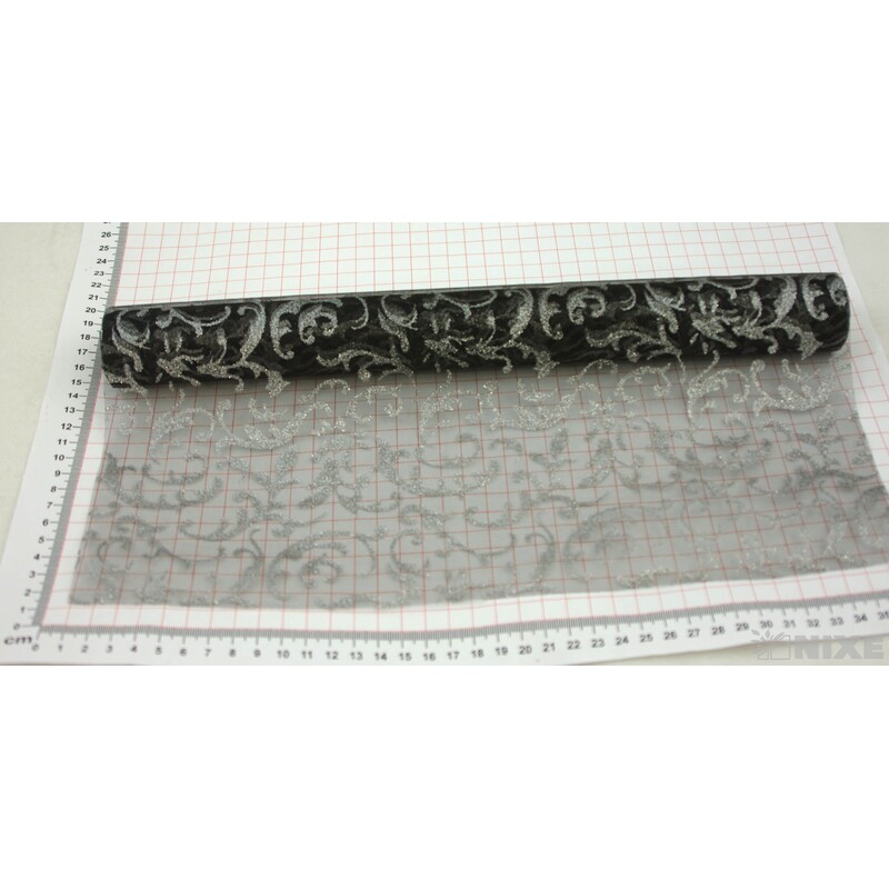 ORGANZA GLITR 23 36cmx5yd*ČERNÁ