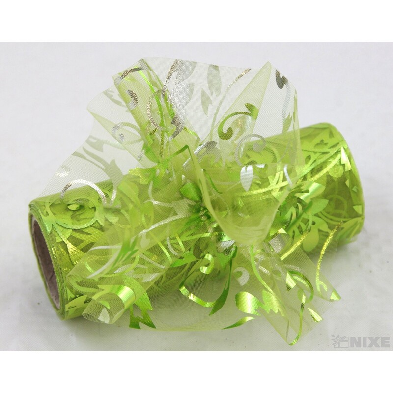 ORGANZA TISK 29 12cmx10yd*ZELENÁ