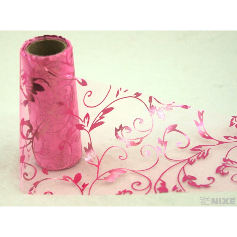 ORGANZA TISK 29 12cmx10yd*RŮŽOVÁ SV.