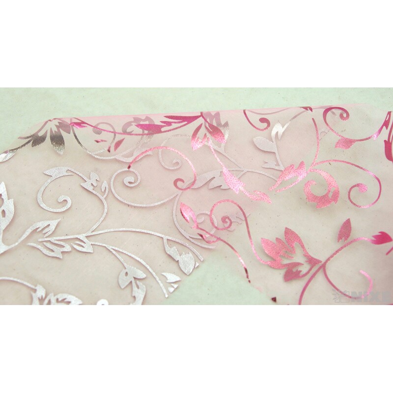 ORGANZA TISK 29 12cmx10yd*RŮŽOVÁ SV.