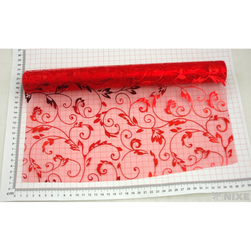 ORGANZA GLITR 26 36cmx5yd*ČERVENÁ