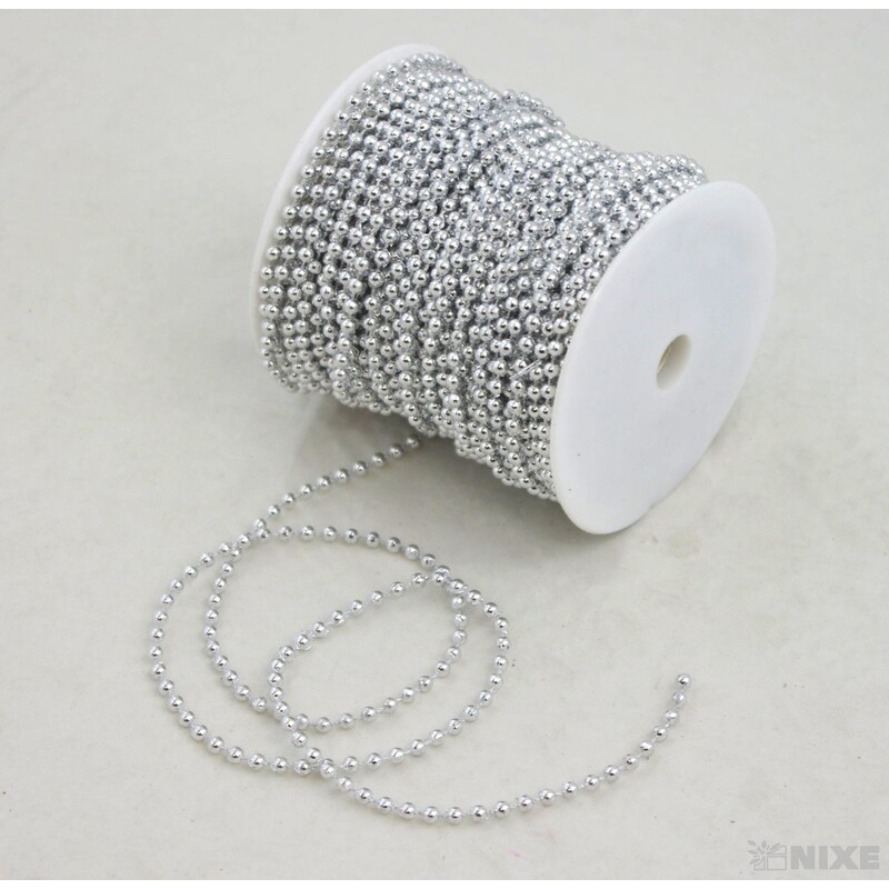 KORÁLKY ŘETĚZ 4mmx40m METAL*STŘÍBRNÁ