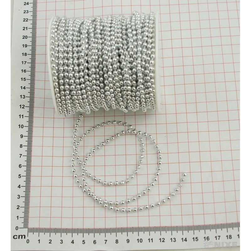 KORÁLKY ŘETĚZ 4mmx40m METAL*STŘÍBRNÁ