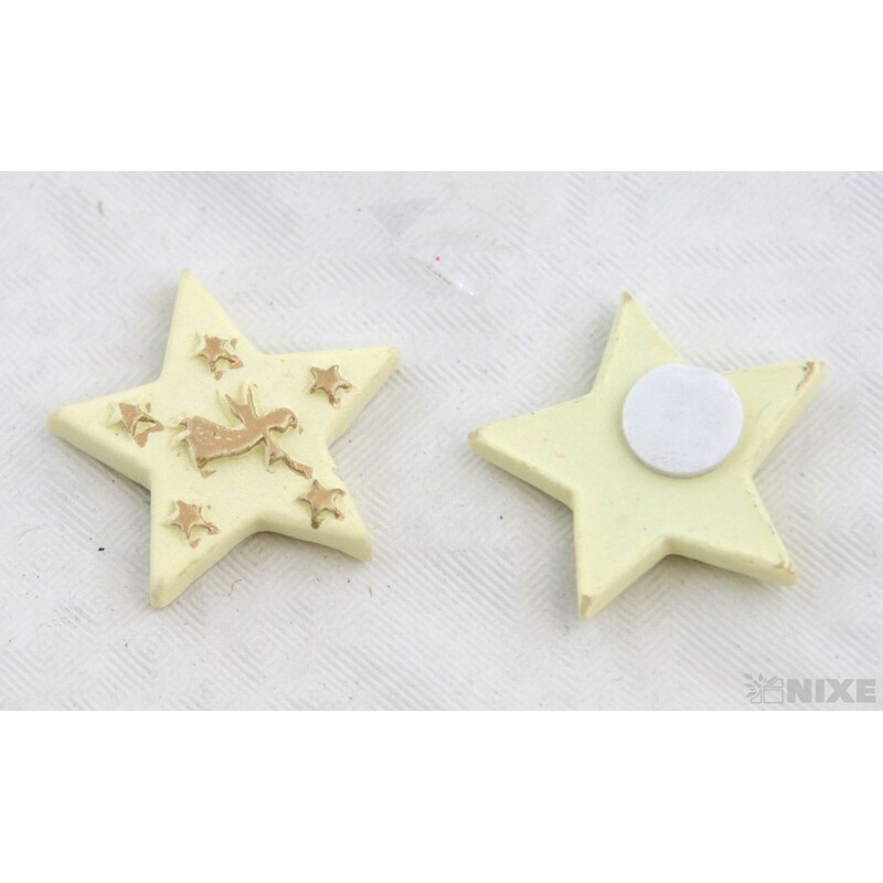 NALEPOVACÍ HVĚZDA 3cm 12ks*KRÉMOVÁ