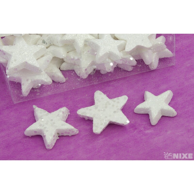 HVĚZDA 4-5cm 48ks*BÍLÁ