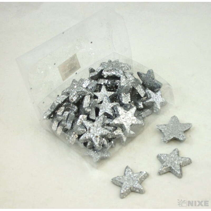 HVĚZDA 4-5cm 48ks*STŘÍBRNÁ