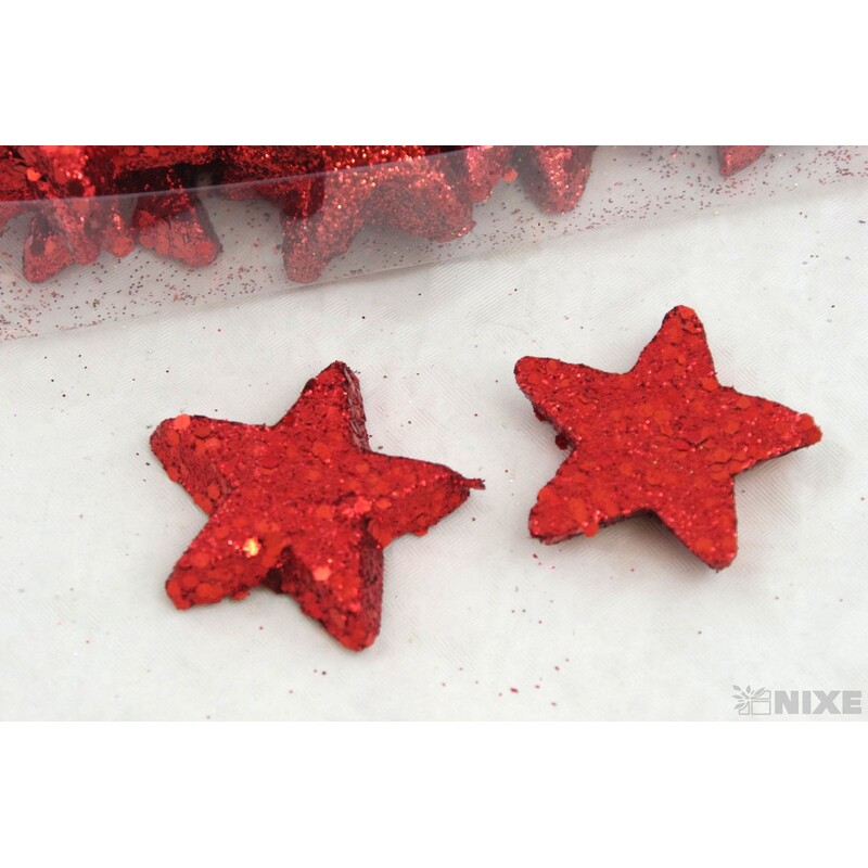 HVĚZDA 4-5cm 48ks*ČERVENÁ