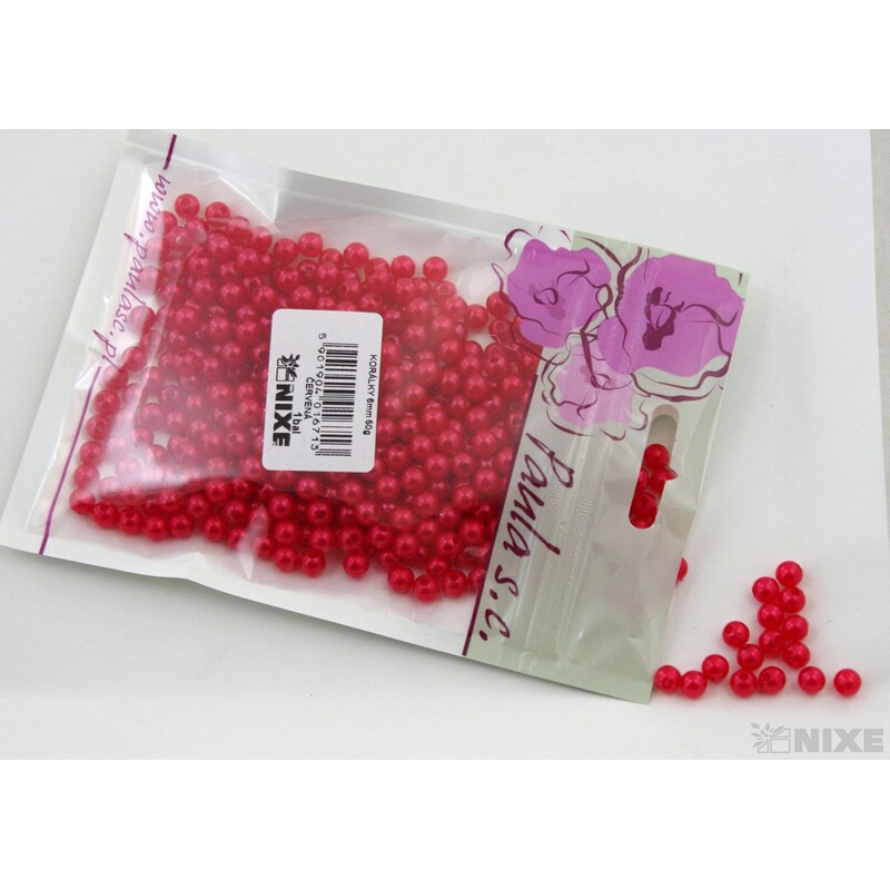 KORÁLKY 6mm 50g*ČERVENÁ