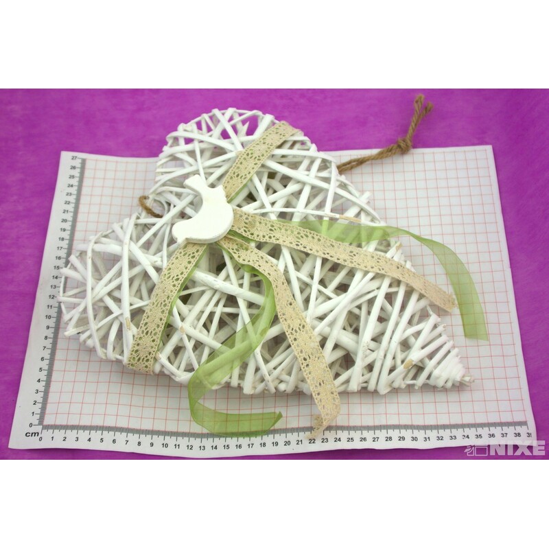 ZÁVĚS SRDCE 36cm PTÁČEK*BÍLÁ