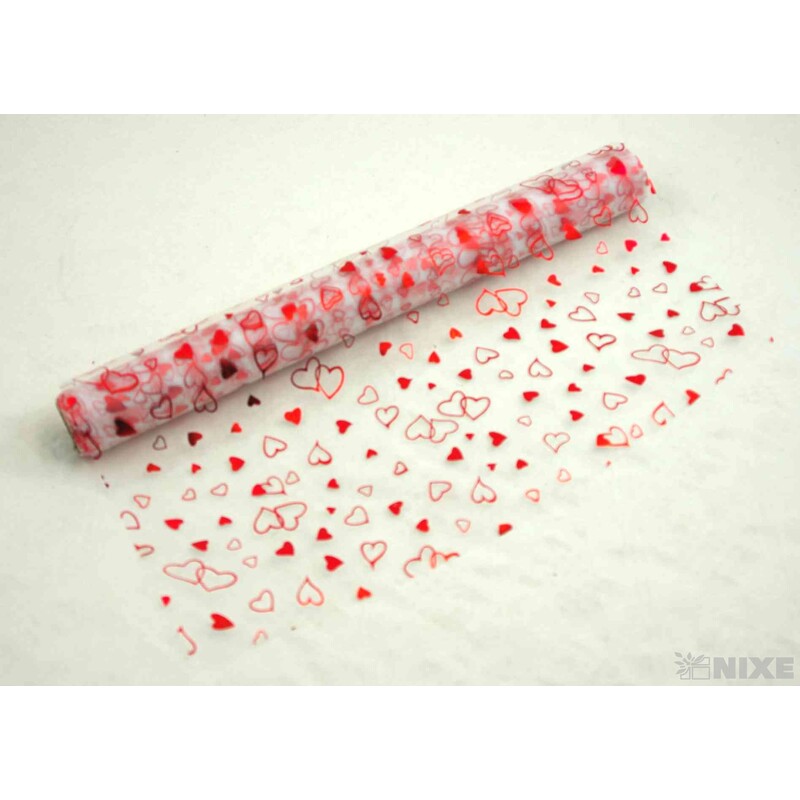 ORGANZA SRDCE 32 36cmx5yd*ČERVENÁ