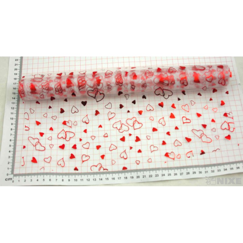 ORGANZA SRDCE 32 36cmx5yd*ČERVENÁ