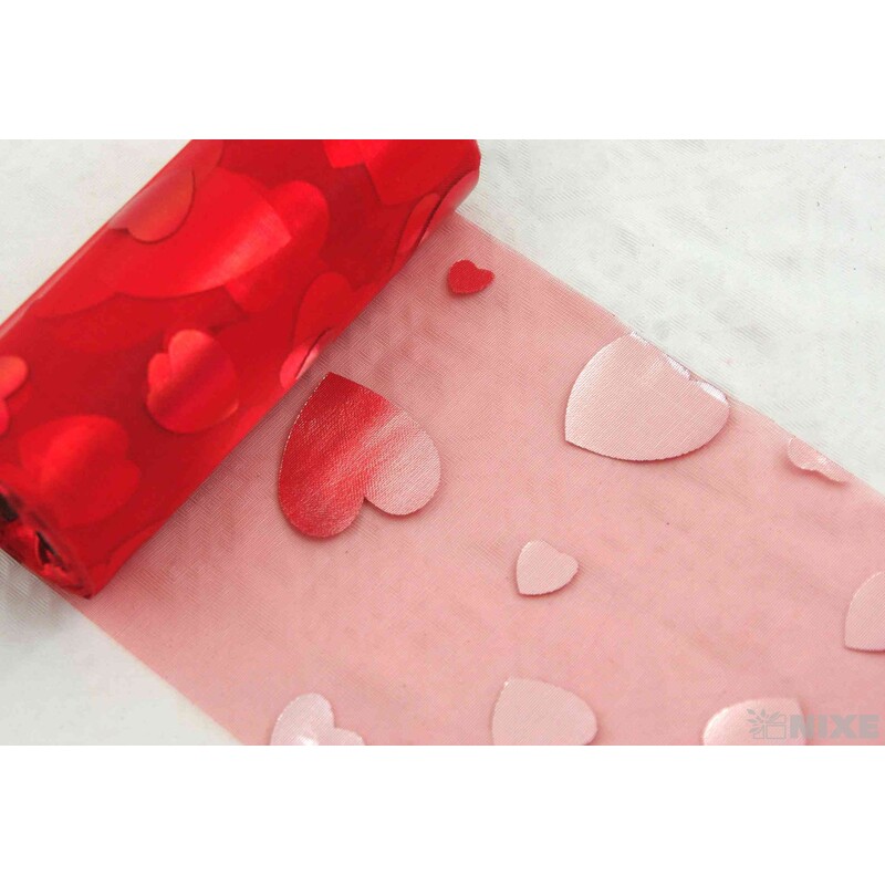 ORGANZA TISK 33 12cmx10yd*ČERVENÁ