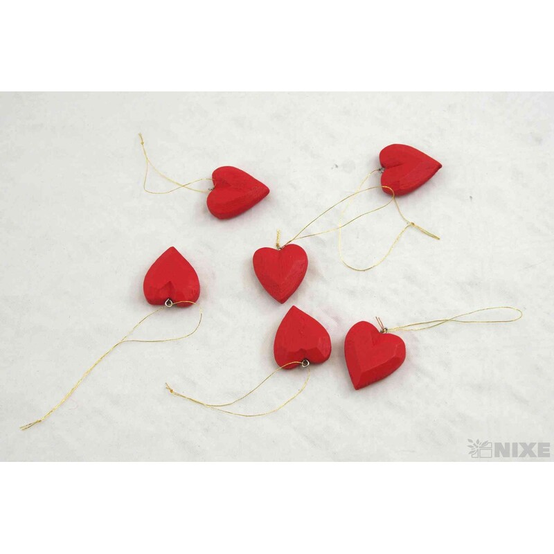 ZÁVĚS SRDCE 4x12cm 6ks*ČERVENÁ