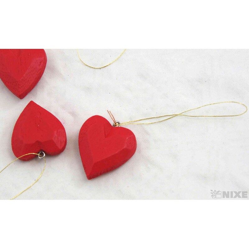 ZÁVĚS SRDCE 4x12cm 6ks*ČERVENÁ
